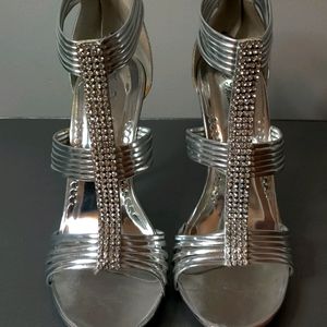 Metallic Silver Heels